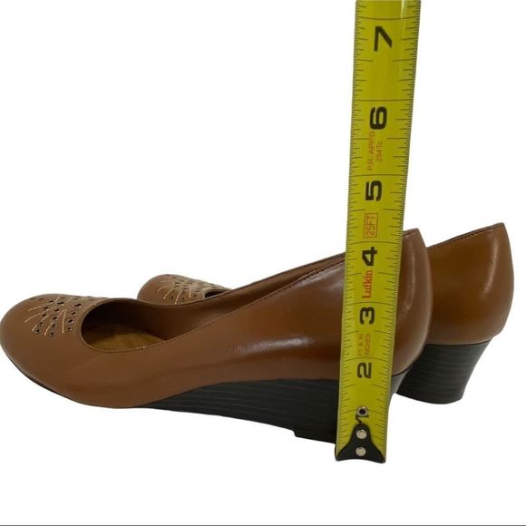 Rinaldi Brown Faux Leather 1.5” Round Toe Wedge Shoe Heel Boho - Picture 8 of 10